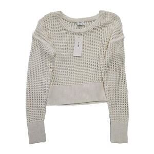 DKNY White Mesh Open Knit Cropped Pullover Sweater Coastal Boho NWT $99 Large